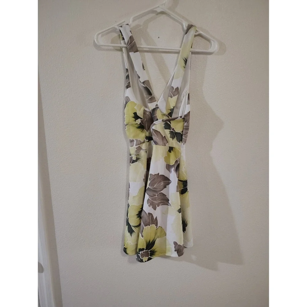 Charlotte Russe Floral  Fit and Flare Mini‎ Dress Yellow Brown Womens Size M